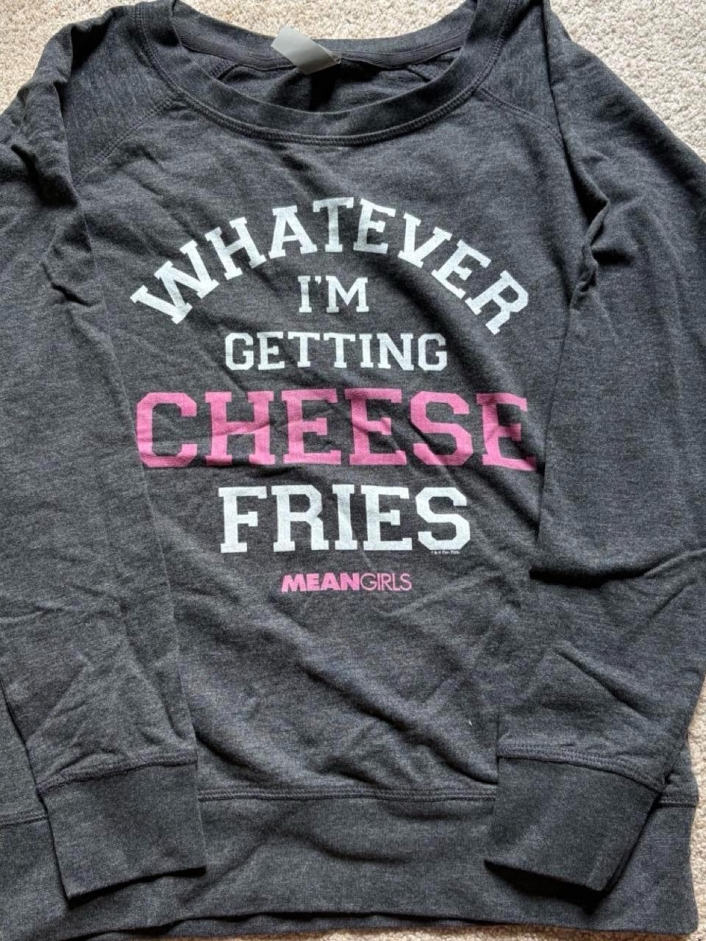 Whatever I'm Getting Cheese Fries Graphic Sweatshirt - Dark Gray